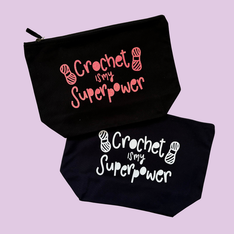 Crochet is my Superpower Glitter Pouch