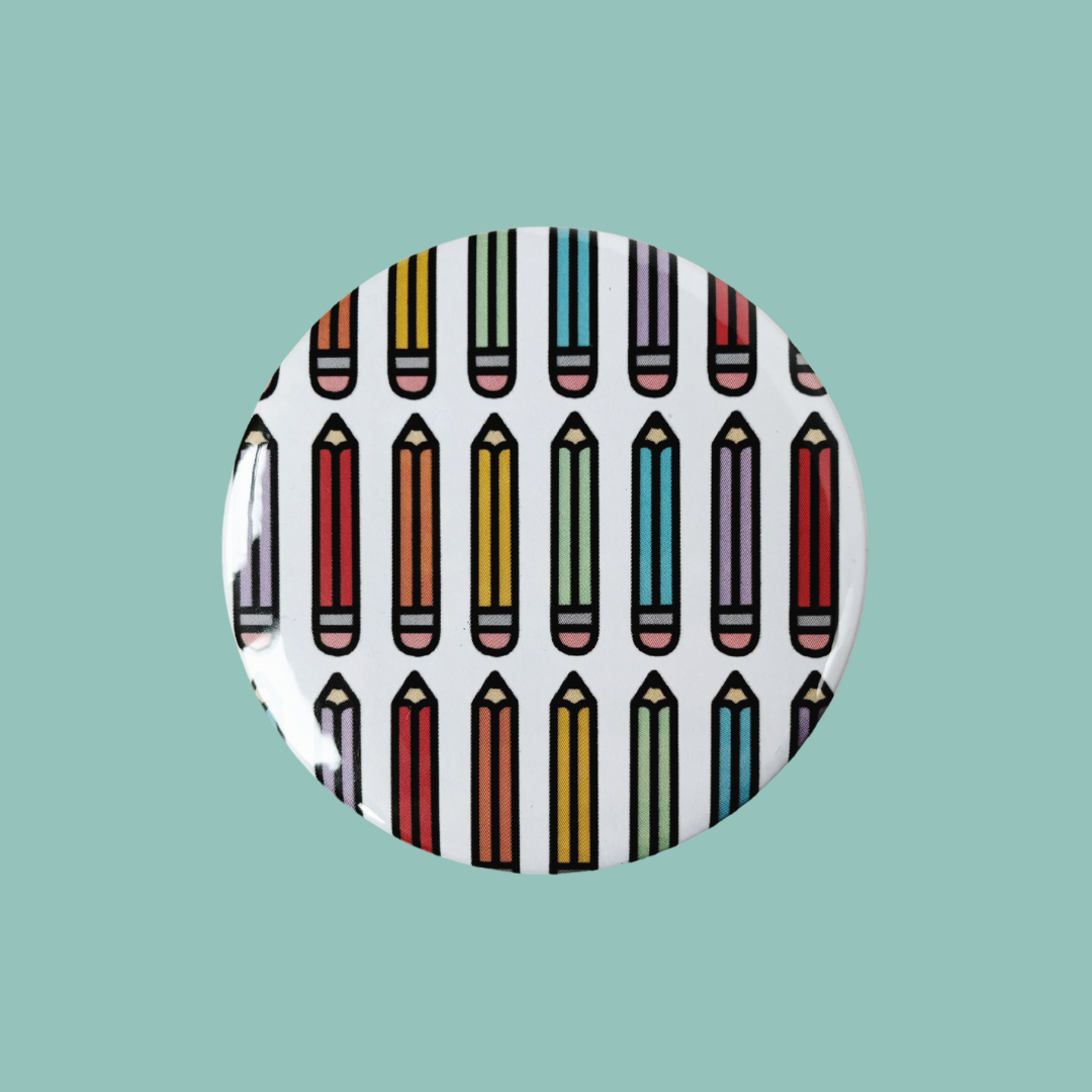 Rainbow Pencils Button Badge