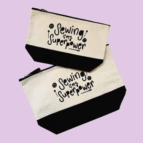 Sewing is my Superpower Two-Tone Fabric Pouch