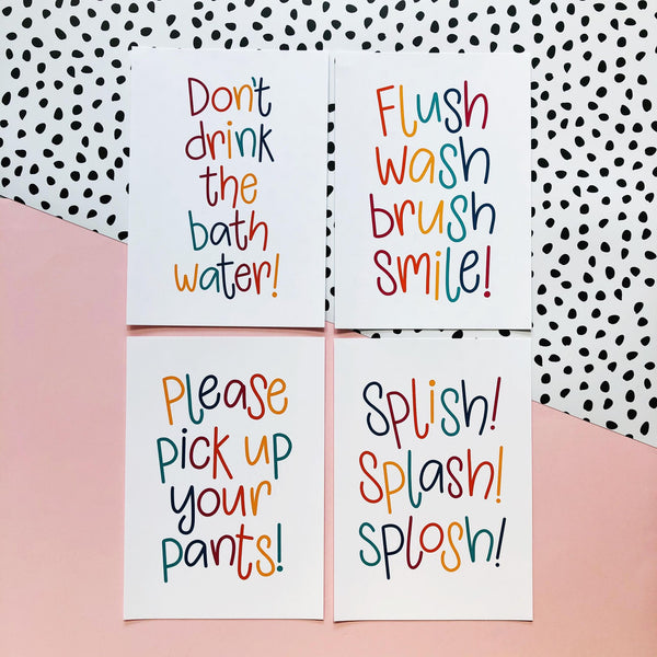 Fun Family Bathroom Prints - Nurture and Cheer